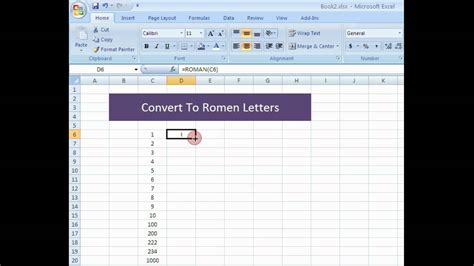 how to write in roman in excel