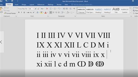 how to write in roman in word
