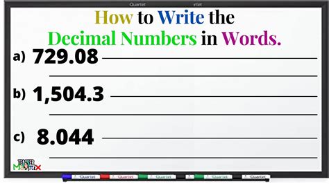 how to write in words decimal numbers