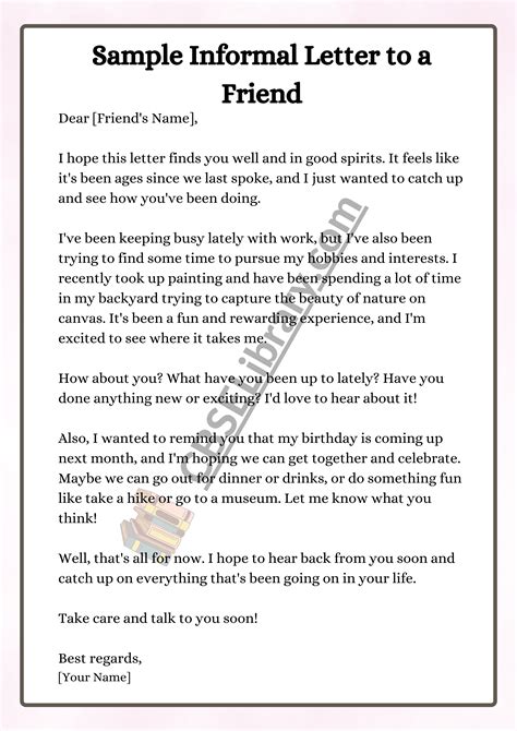 how to write informal letter format to a friend