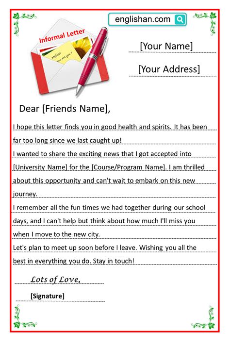 how to write informal letter in english language
