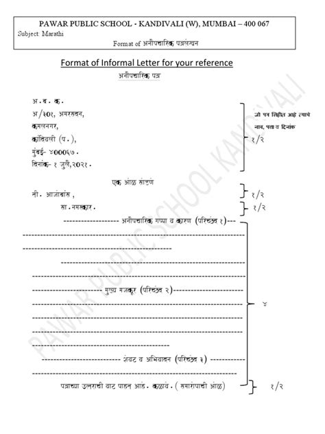 how to write informal letter in marathi pdf