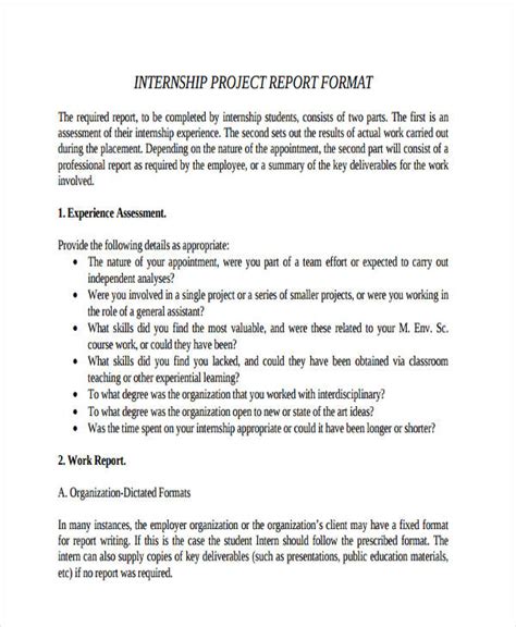 how to write internship project report