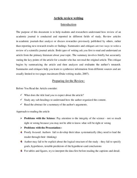 how to write introduction for article review