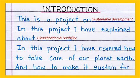 how to write introduction for project class 12