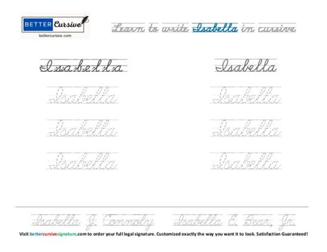 how to write isabella in cursive step by step