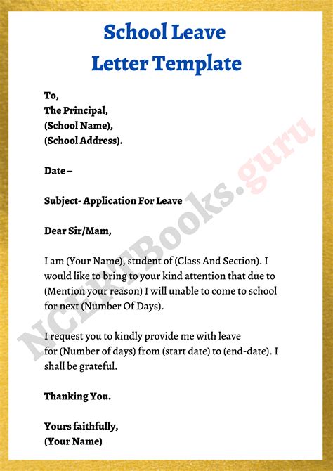 how to write leave application for school