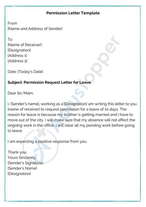how to write letter for permission from work