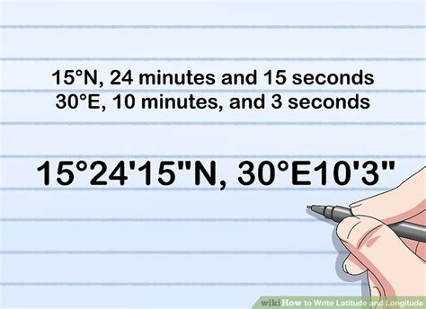 how to write longitude and latitude in word