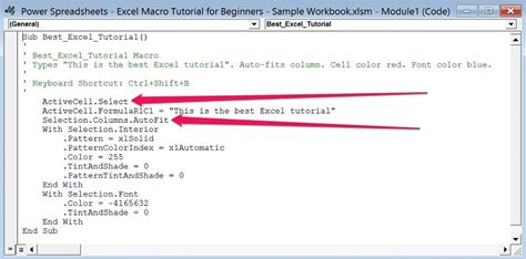 how to write macro code in excel