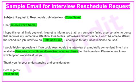 how to write mail for reschedule interview