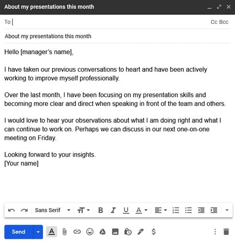 how to write mail to manager for requesting for project change