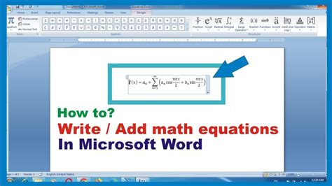 how to write mathematical equations in microsoft word