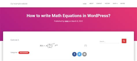how to write mathematical equations in wordpress