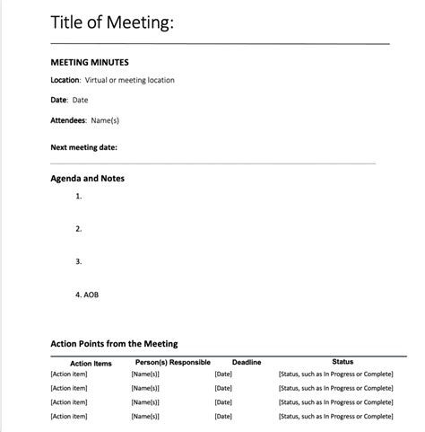 how to write meeting notes for students