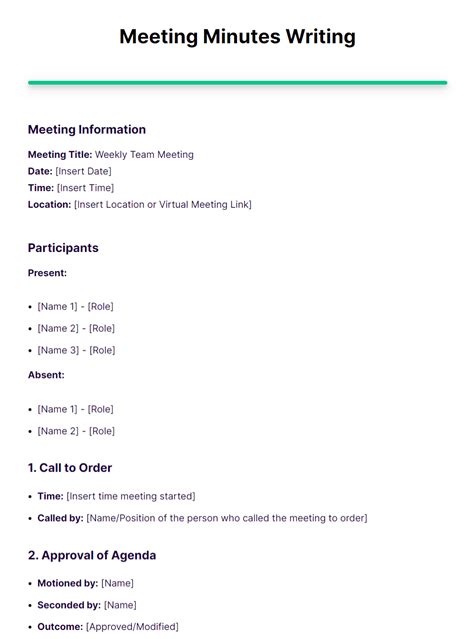 how to write minutes of a group