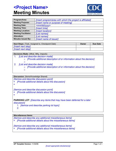 how to write minutes of a meeting format in word