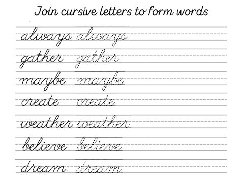 how to write new words in cursive