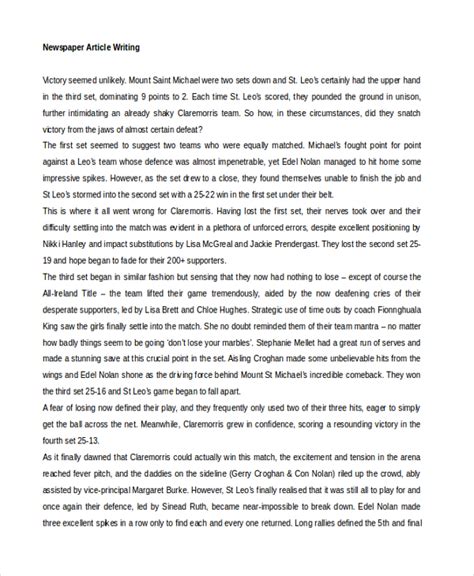 how to write newspaper article example for students