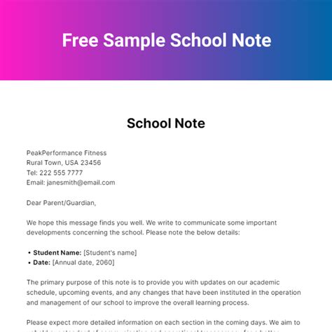 how to write note for students
