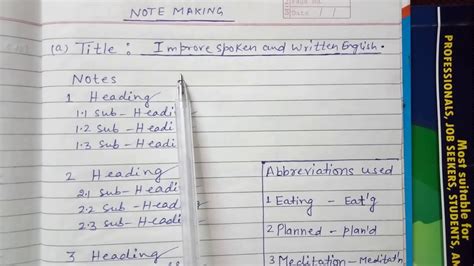 how to write note making in english