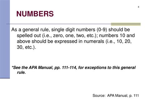 how to write numbers in apa