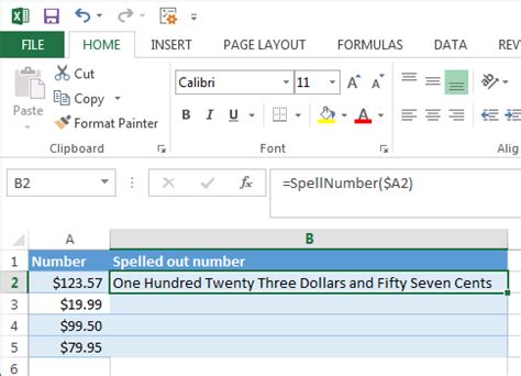how to write numbers in words in excel automatically