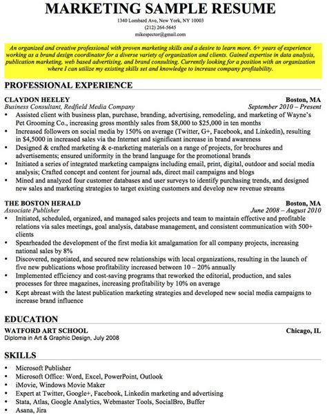 how to write objective in cv example