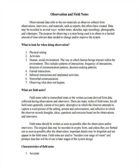 how to write observation notes