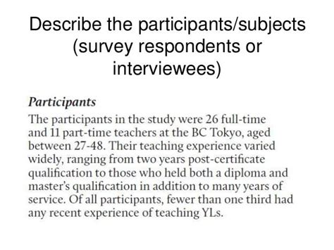 how to write participants of the study in research
