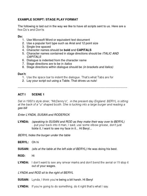 how to write play script