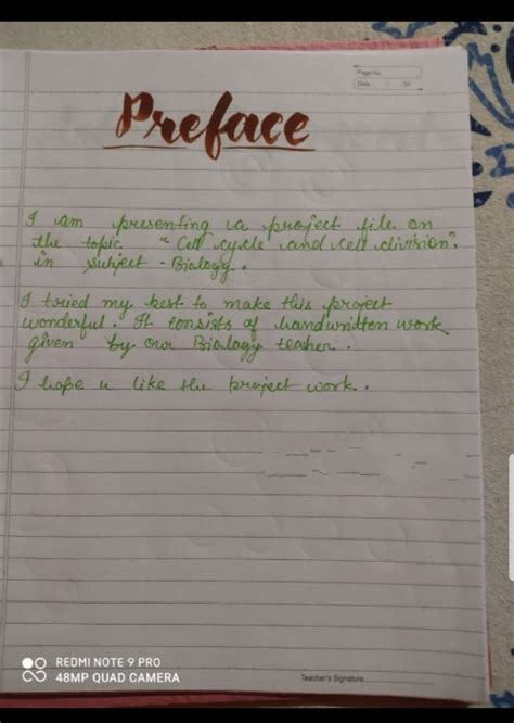 how to write preface for project class 10