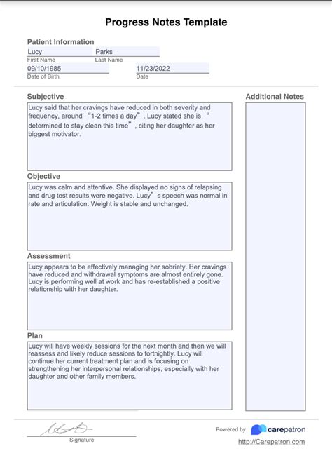 how to write progress notes example pdf