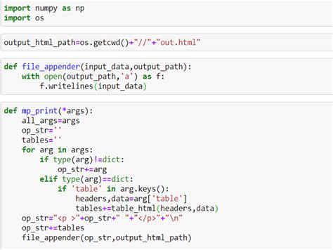 how to write python code in html file