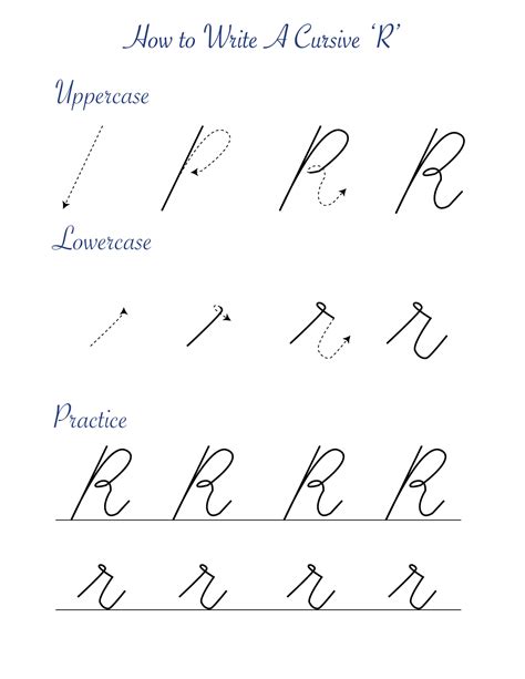 how to write r in cursive handwriting