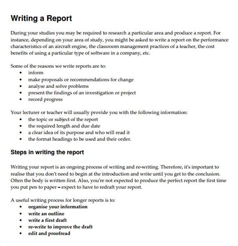 how to write report form