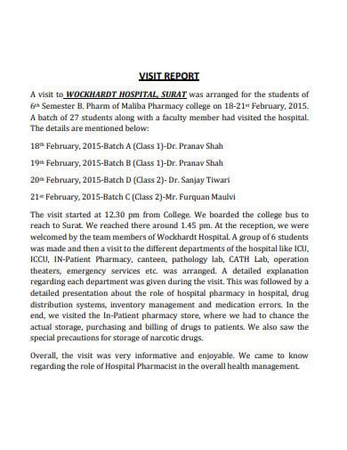 how to write report on hospital visit
