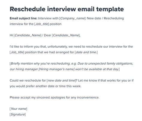 how to write reschedule interview email