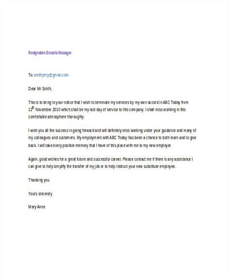 how to write resignation mail to manager