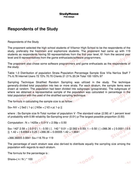 how to write respondents of the study quantitative
