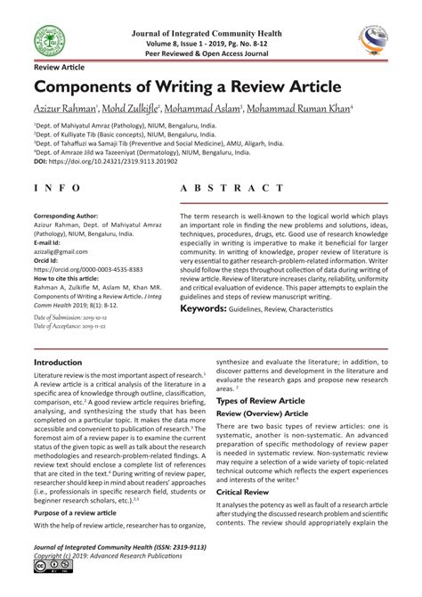 how to write review article sample pdf