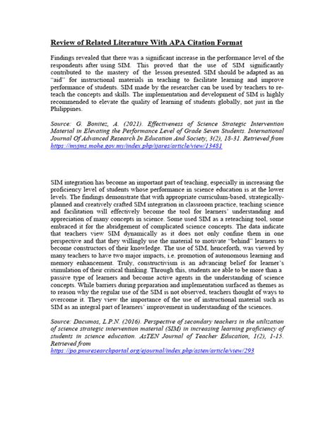 how to write rrl in apa format example