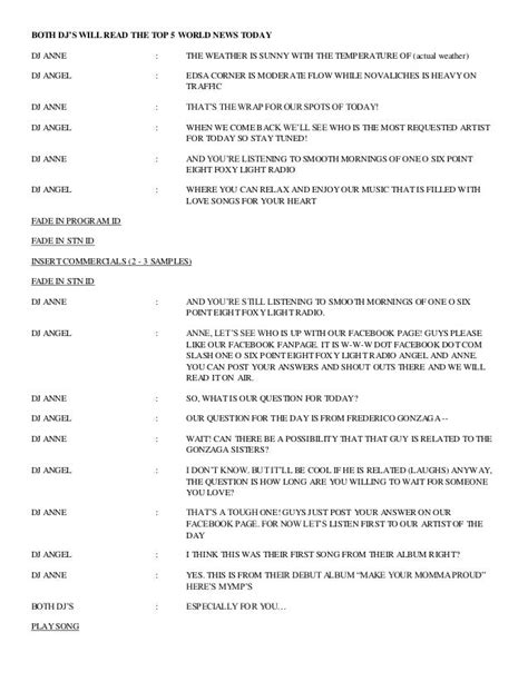 how to write script for radio program