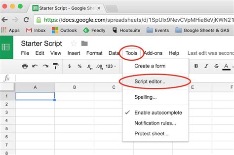 how to write script in google sheets