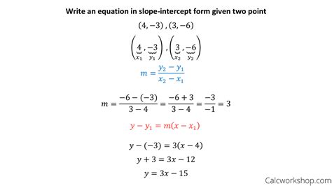 how to write slope intercept form given two points