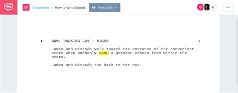 how to write sound effects in a script