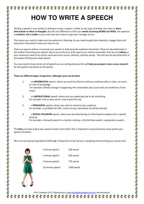 how to write speech example in english