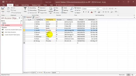 how to write sql in access