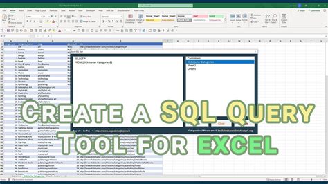 how to write sql in excel