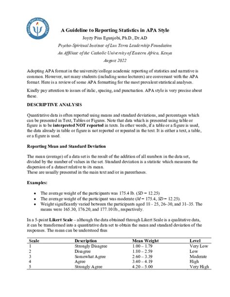 how to write statistical results in apa format